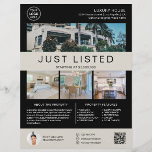 Immobilien Haus zum Verkauf Logo Foto QR Schwarz Flyer