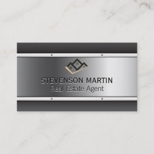 Immobilien-Icon   Metallischer Hintergrund Metallv Visitenkarte
