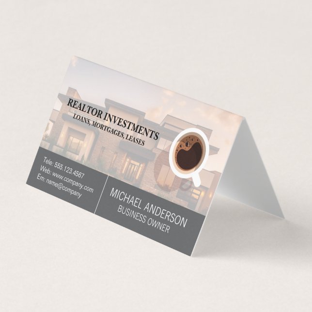 Immobilien | Kaffee-Tasse Visitenkarten (Vorderseite)