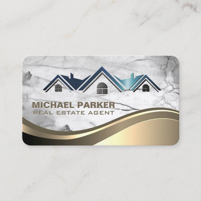 Immobilien-Logo Dach | Marmorstein Visitenkarte (Vorderseite)
