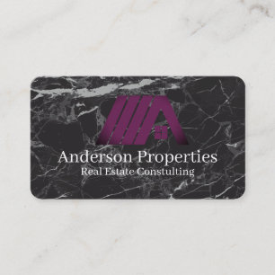 Immobilien-Logo Lila Schwarzer Marmor Visitenkarte