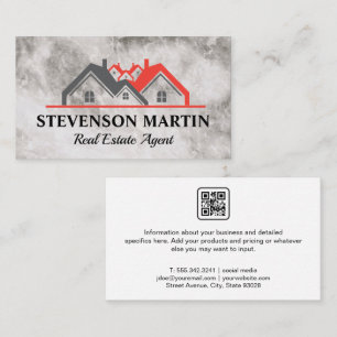 Immobilien-Logo Marmortextur QR-Code Visitenkarte