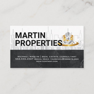 Immobilien   Metall-Logo der Innenstadt Visitenkarte