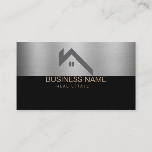 Immobilien Modernes Haus Logo Schwarz & Gold Visitenkarte