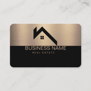 Immobilien Modernes Haus Logo Schwarz & Gold Visitenkarte