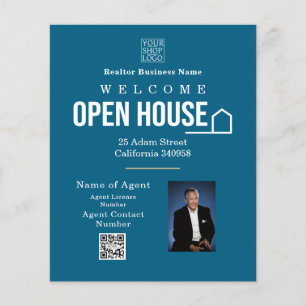 Immobilien-Open-House-Logo-Foto Blau Flyer