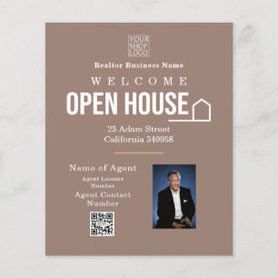 Immobilien-Open-House-Logo-Foto Hellbraun Flyer