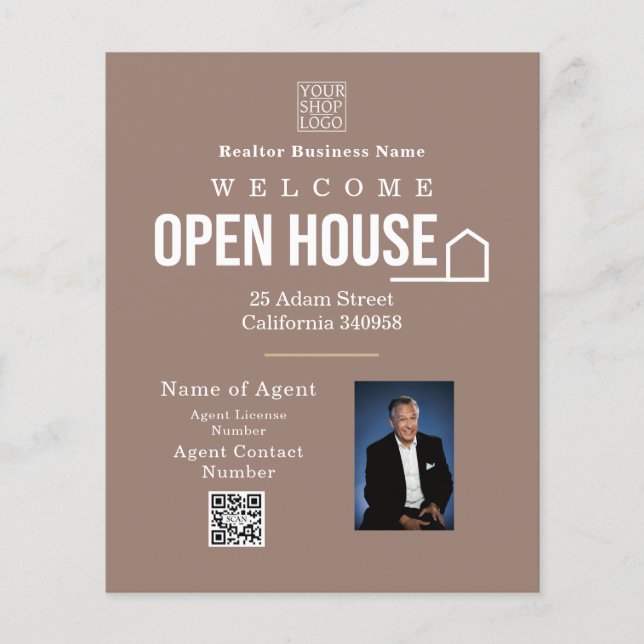 Immobilien-Open-House-Logo-Foto Hellbraun Flyer (Vorne)