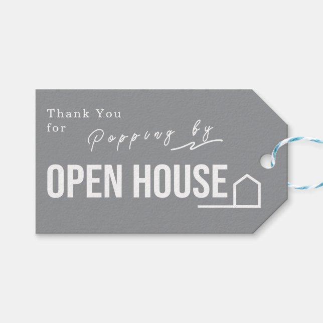 Immobilien-Open-House Moderne Chic Grau Geschenkanhänger (Vorderseite (Horizontal))
