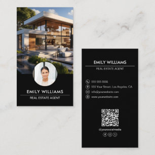 Immobilien Schwarzer Foto-QR-Code Social Media Visitenkarte
