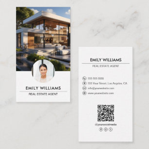 Immobilien Weiß Foto QR Code Social Media Visitenkarte