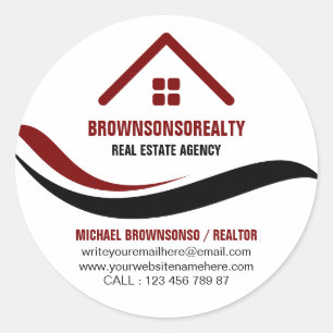 Immobilienagentur einfaches Logo Rot Runder Aufkleber