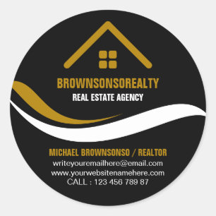 Immobilienagentur einfaches Logo schwarzer Kreis Runder Aufkleber