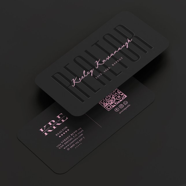 Immobilienmakler Black Pink Real Anwesen Broker Visitenkarte (Realtor Mortgage Black Pink Real Estate Broker Business Card
)