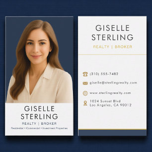 Immobilienmakler Broker Navyblau Gold Visitenkarte
