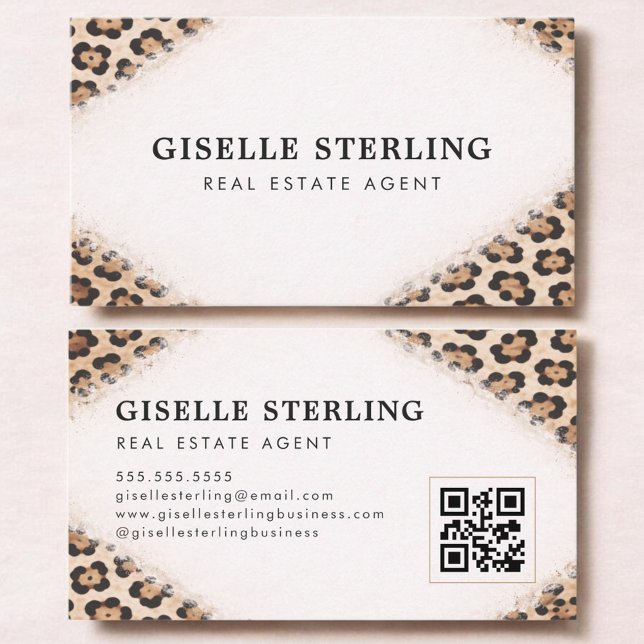Immobilienmakler Gepard Leopardendruck QR-Code Visitenkarte (Von Creator hochgeladen)