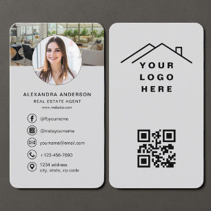 Immobilienmakler Grau QR-Code Foto Visitenkarte