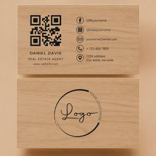 Immobilienmakler Holz Professioneller QR-Code Visitenkarte