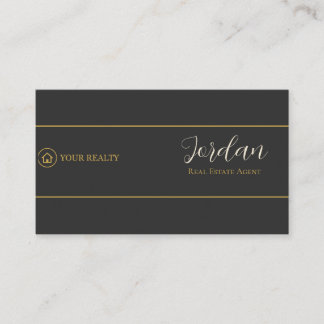 Immobilienmakler-Logo Charcoal Gold Visitenkarte