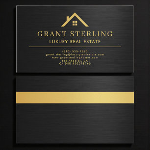 Immobilienmakler Metallisch Schwarz Gold Visitenkarte