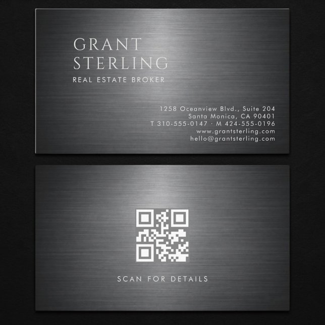 Immobilienmakler Metallischer QR-Code Visitenkarte (Von Creator hochgeladen)