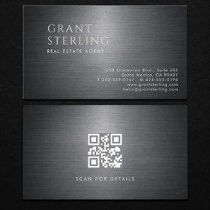 Immobilienmakler Metallischer QR-Code Visitenkarte