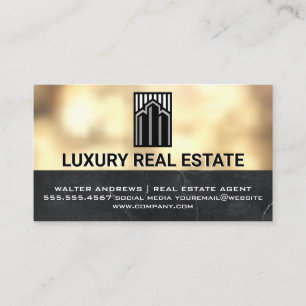Immobilienmakler   Metallisches Gold Boke Visitenkarte