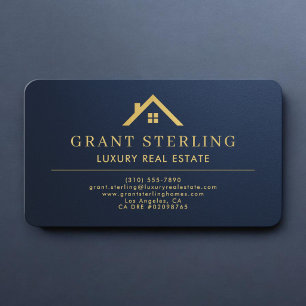 Immobilienmakler Navy Blau Gold Visitenkarte