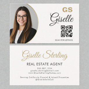 Immobilienmakler Neutraler Gold-Foto-QR-Code  Visitenkarte