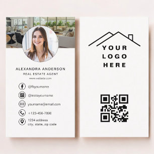 Immobilienmakler Neutrales Foto-Logo QR-Code Visitenkarte