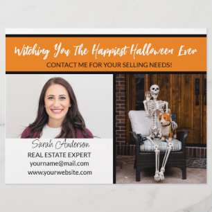 Immobilienmakler orange Halloween-Schild Flyer