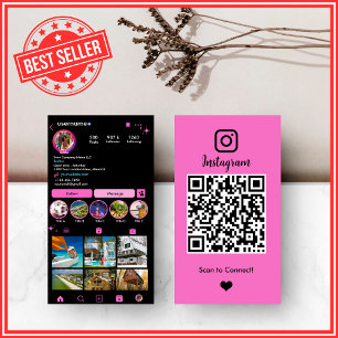 Immobilienmakler Realtor Broker Instagram Pink QR Visitenkarte