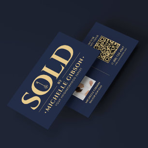 Immobilienmakler Realtor Foto QR Dunkelnavyblau Visitenkarte