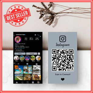Immobilienmakler Realtor Instagram Dusty Blue QR Visitenkarte