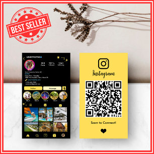 Immobilienmakler Realtor Instagram Gelber QR-Code Visitenkarte