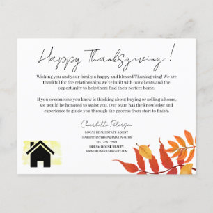 Immobilienmakler Thanksgiving-Marketing Feiertagspostkarte