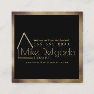 Immobilienmanager Home Sales Broker Gold Quadratische Visitenkarte