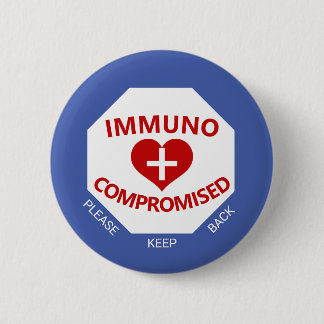 Immunokompromittiert - Behalt Back Blue & Red Butt Button