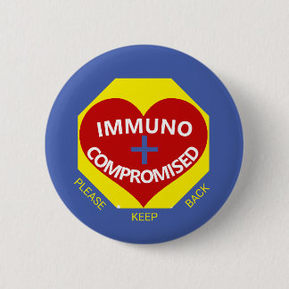 Immunsupprimiert - Blauer, gelber, roter Herzknopf Button