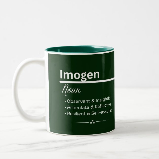 Imogen Personalisierter Name Kaffeebecher Zweifarbige Tasse (Links)