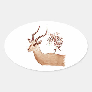 Impala-Antilopen-Tierwild lebende tiere, die Ovaler Aufkleber