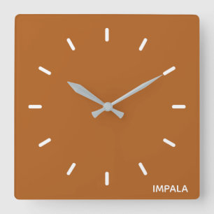 Impala-Braun-Farbname Quadratische Wanduhr