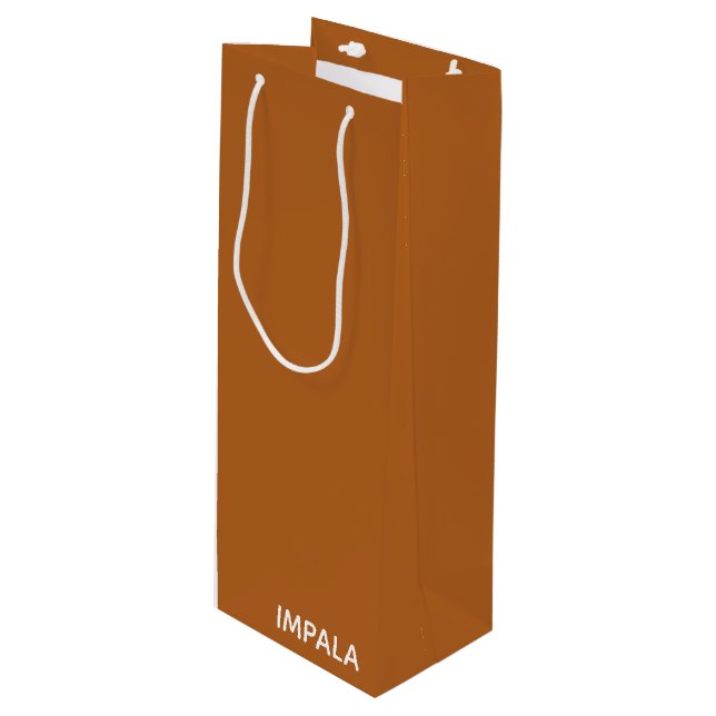 Impala braune Farbe Geschenktüte Für Weinflaschen (Vorderseite Schrägansicht)
