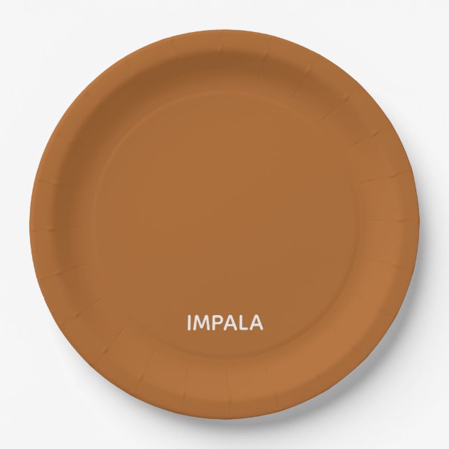 Impala braune Farbe Pappteller (Vorderseite)