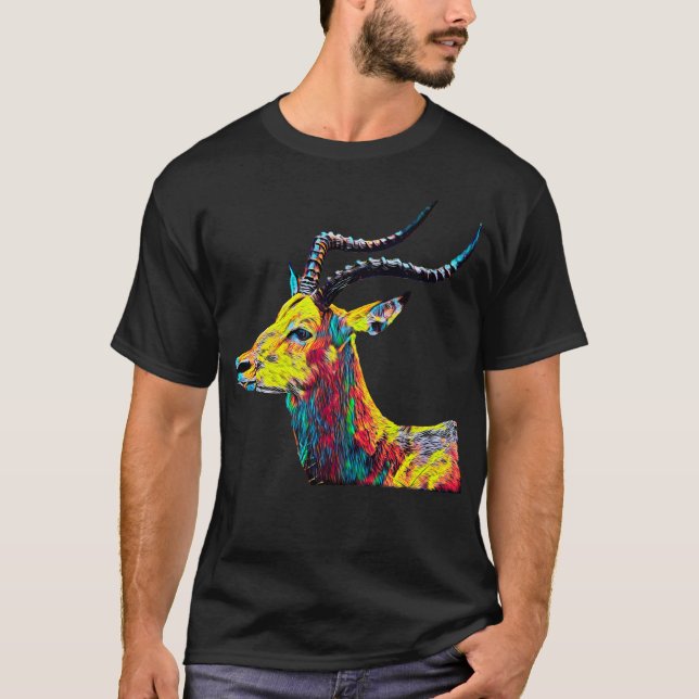 Impala-buntes Entwurfs-Tiernatur-Holz T-Shirt (Vorderseite)