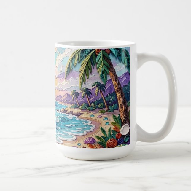 Impasto Beach and Sea Glass Sunset and Sunrise Kaffeetasse (Rechts)