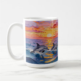 Impasto Dolphins and Ocean Waves Kaffeetasse