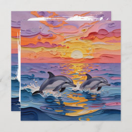 Impasto Dolphins and Ocean Waves | Thinking of You Karte