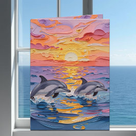 Impasto Dolphins & Ocean Waves | Thinking of You Karte