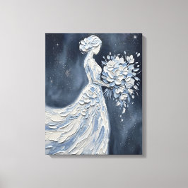 Impasto Floral Braut mit Regenschirm Leinwanddruck
